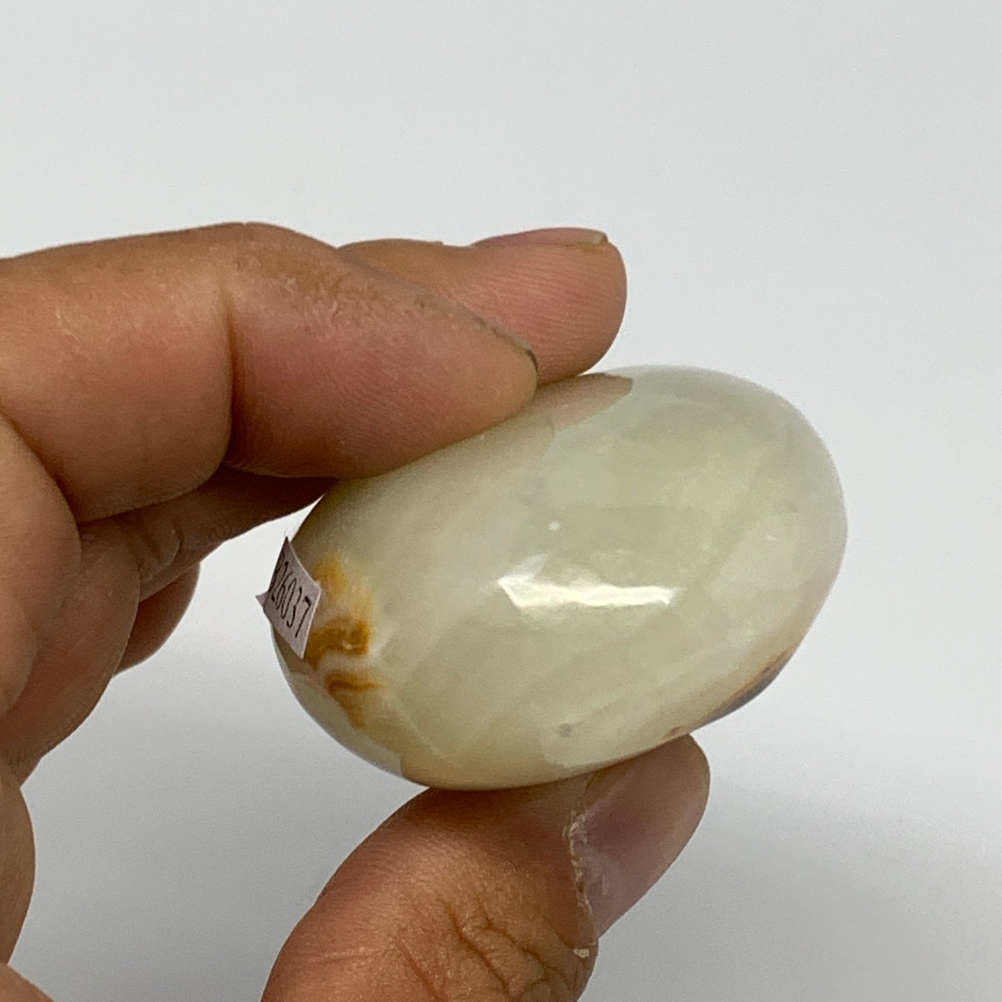 94.4g, 2.4"x1.6"x1" Natural Green Onyx Palm-Stone Reiki @Afghanistan, B26037