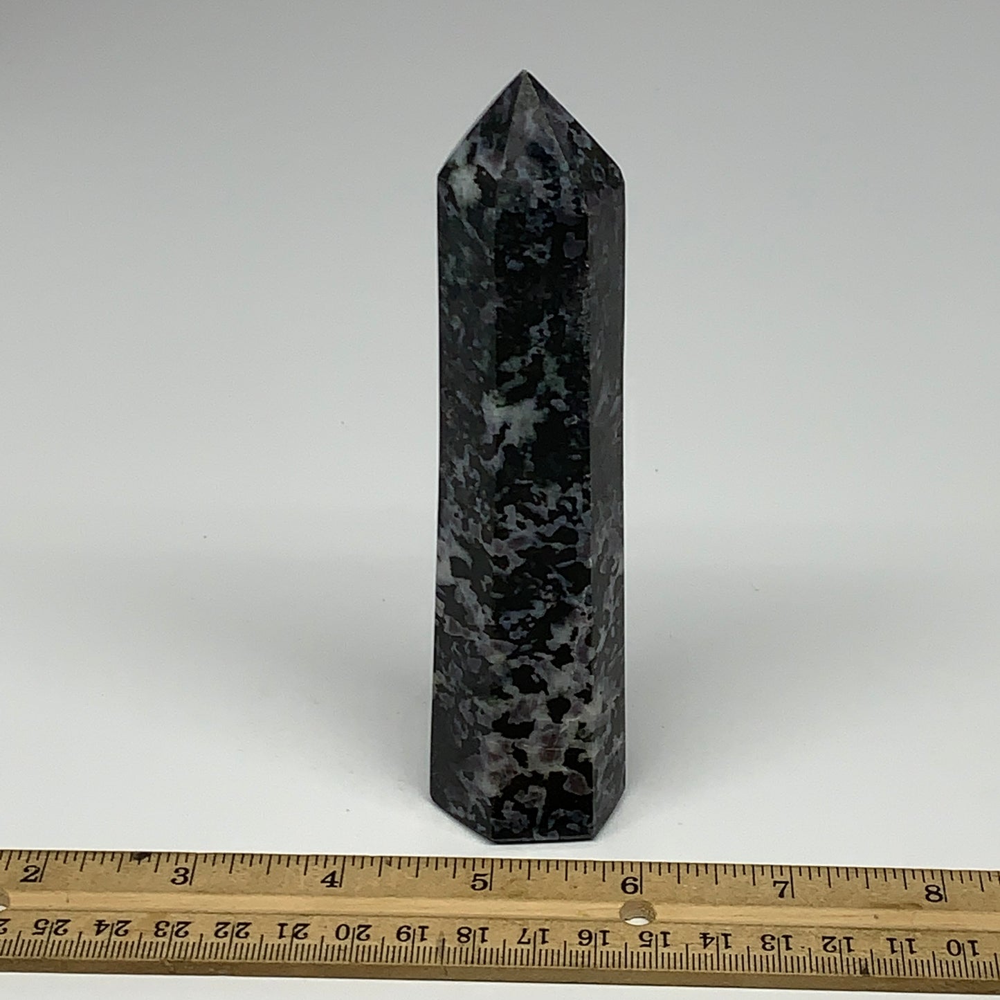 251.4g, 5.5" x 1.4" x 1.2" Indigo Gabro Merlinite Point Tower @Madagascar,B18371