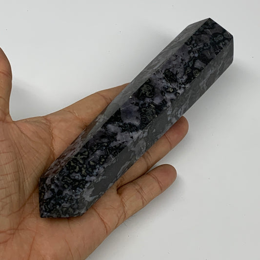 362.5g, 6.6" x 1.4" x 1.3" Indigo Gabro Merlinite Point Tower @Madagascar,B18372
