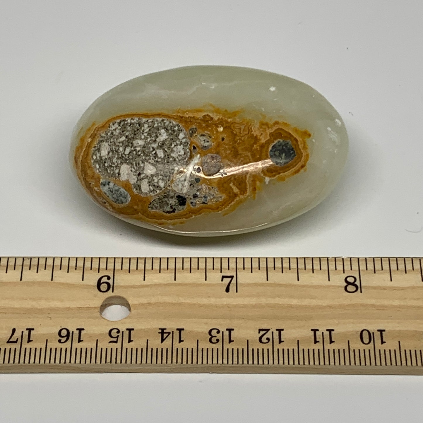 94.4g, 2.4"x1.6"x1" Natural Green Onyx Palm-Stone Reiki @Afghanistan, B26037