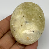 87.9g,2.4"x1.8"x0.8", Natural Yellow Calcite Palm-Stone Crystal Polished Reiki,