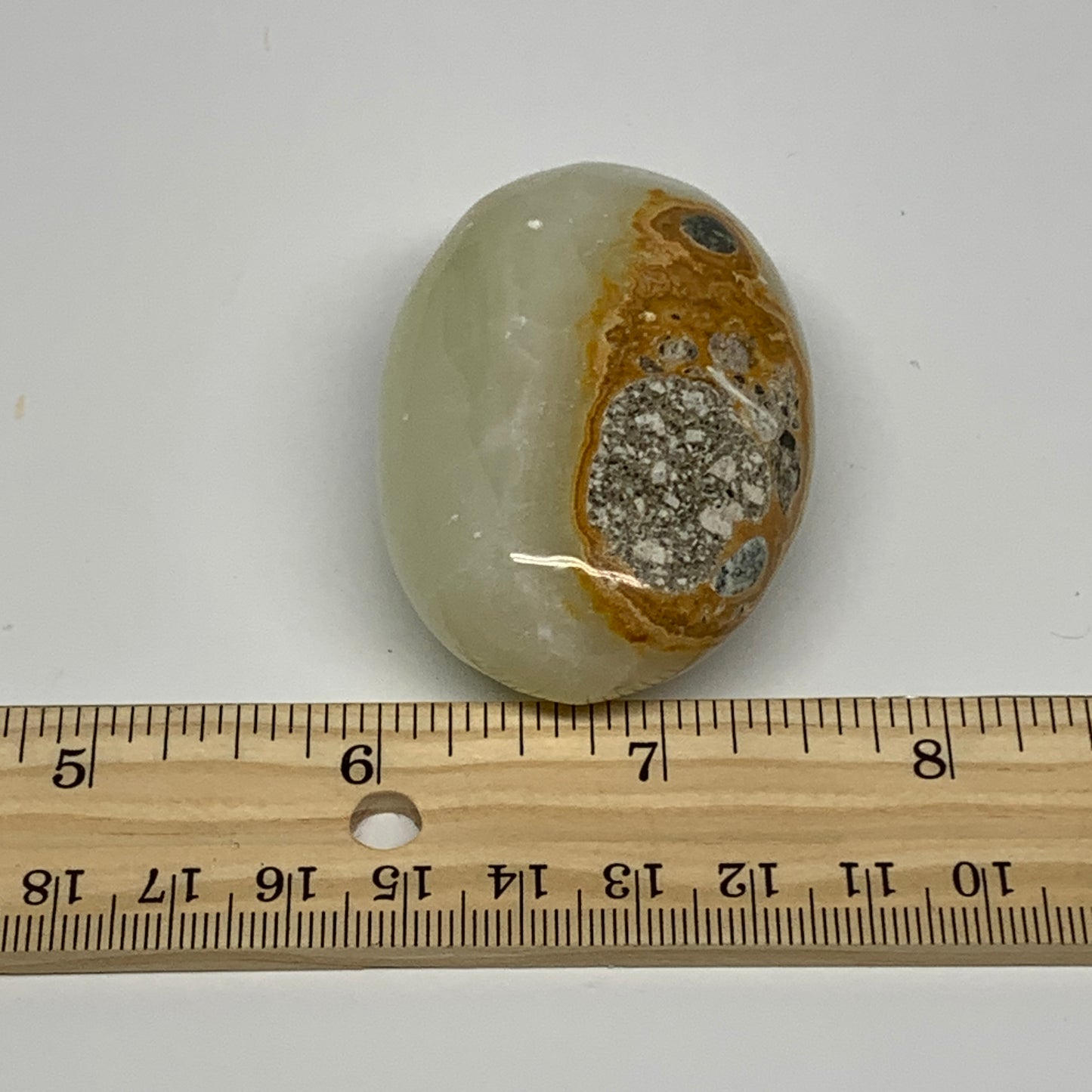 94.4g, 2.4"x1.6"x1" Natural Green Onyx Palm-Stone Reiki @Afghanistan, B26037