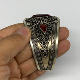 36.7g, 1.6" Red Carnelian Turkmen Cuff Bracelet Tribal Small Marquise, B13471