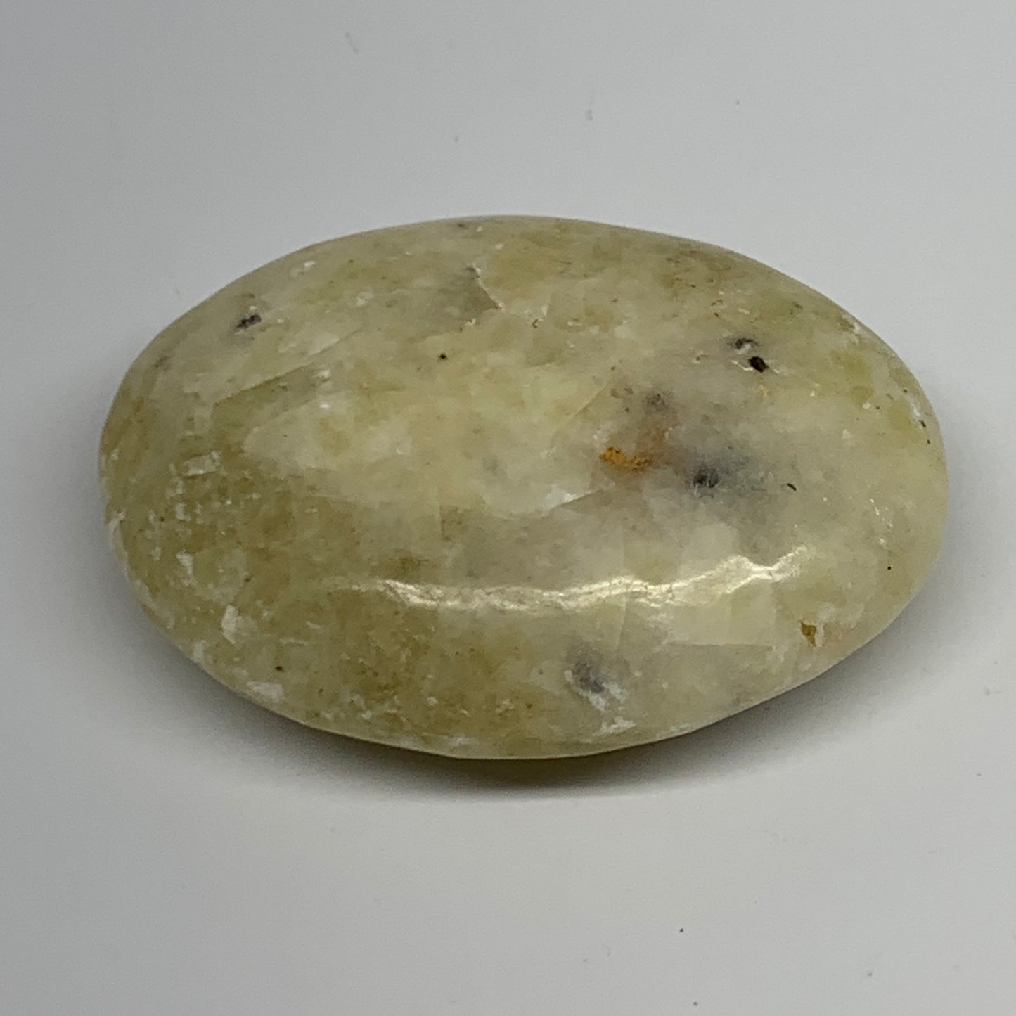 87.9g,2.4"x1.8"x0.8", Natural Yellow Calcite Palm-Stone Crystal Polished Reiki,