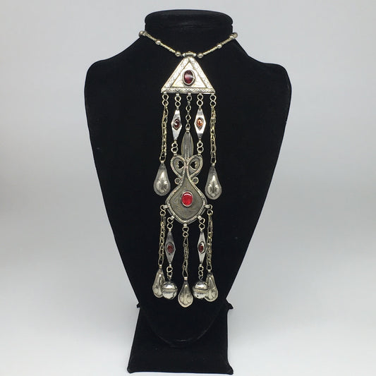 89.2g, 21" Turkmen Necklace Pendant Long Necktie Old Vintage Gold-Gilded,TN389