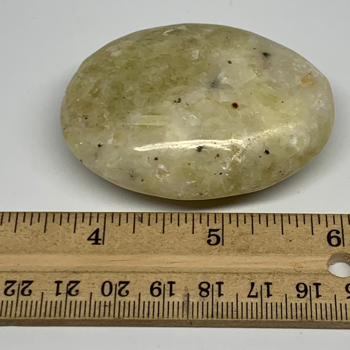 87.9g,2.4"x1.8"x0.8", Natural Yellow Calcite Palm-Stone Crystal Polished Reiki,