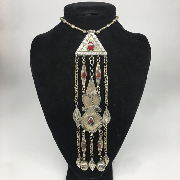 104.2g, 20" Turkmen Necklace Pendant Long Necktie Old Vintage Gold-Gilded,TN393